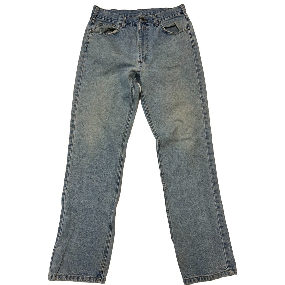 Carhartt Traditional Fit Jeans‎ Men's 34*x33* Blue Denim Distressed Work B18 STW
